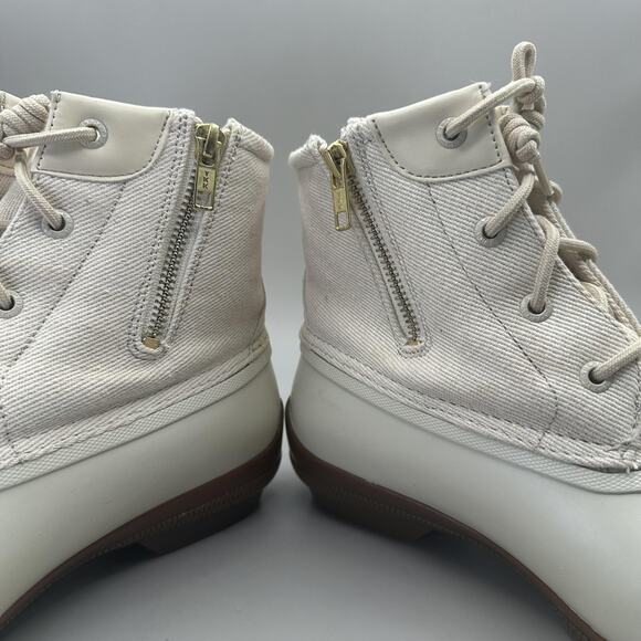 Sperry Saltwater Duck Boots Womens Size 9M White Cream Waterproof Winter Zip - Picture 5 of 9